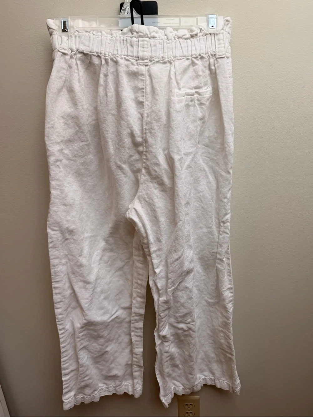 Zara Basic Z1975 Denim White Wide-Leg Linen Blend Chinos